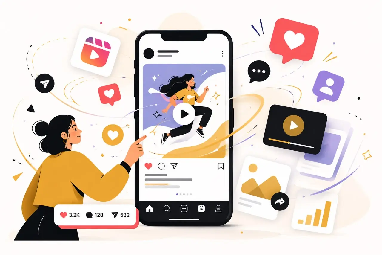 Social media animation illustration