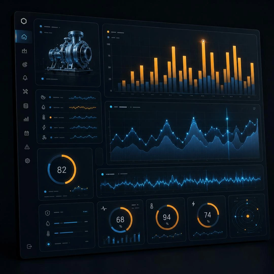 Industrial dashboard and data interface animation